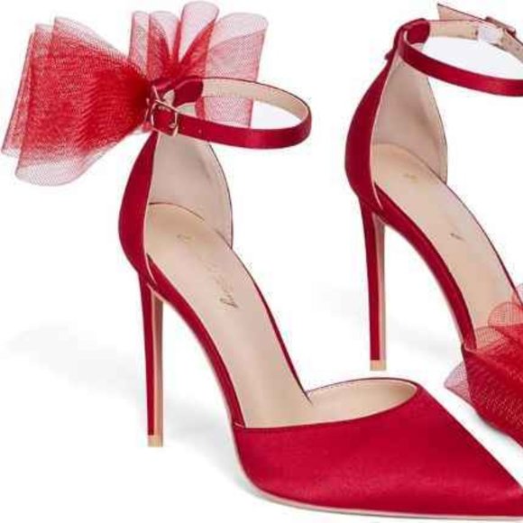 Elisabet Tang Women's Pumps Strappy Heels Stiletto Closed Toe Heels Bow Sandals - Picture 2 of 6